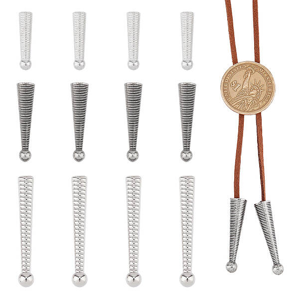 12Pcs 3 Styles Alloy Cord Ends