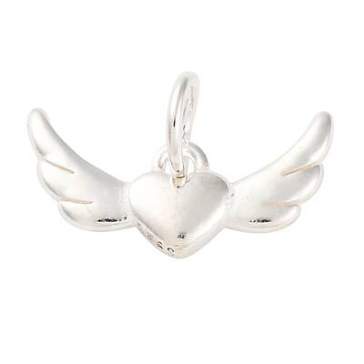925 Sterling Silver Wing Heart Charms