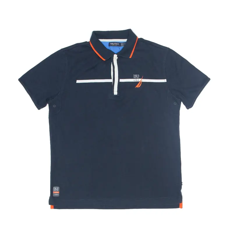 NAUTICA Polo Shirt Blue Short Sleeve Mens M