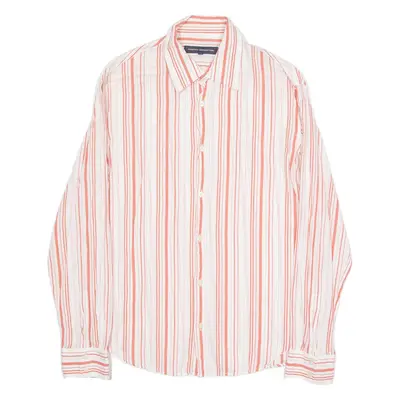 FRENCH CONNECTION Womens Printed Shirt White Long Sleeve Striped L