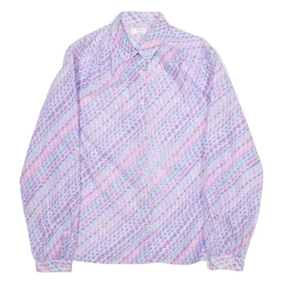 Womens Shirt Top Purple Long Sleeve Silk Striped XS