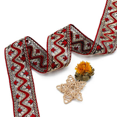 10 Yards Polyester Embroidery Lace Ribbon with Paillette