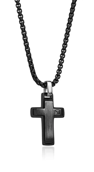 Diverse Black Men's Necklace with Cross and Zircon N1000526
