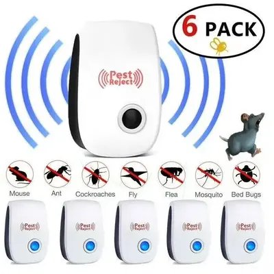 6 Pack Ultrasonic Pest Repeller Indoor Electronic Bug Zapper Roach Spider Ant Mosquito Rat Repellent for Home Kitchen Garage ...