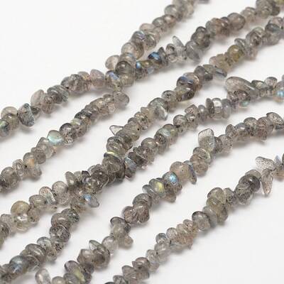 Chips Natural Black Larvikite Beads Strands