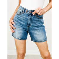 Judy Blue BRYLEE Two Button Mid Length Dad Jean Shorts