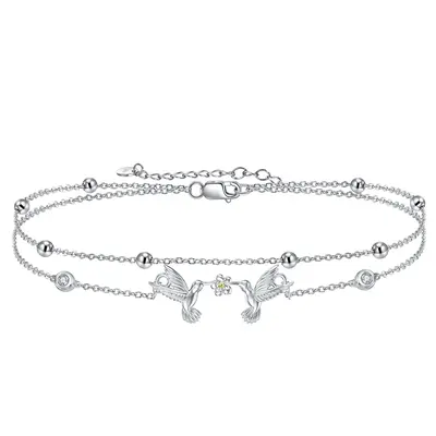 Sterling Silver Cubic Zirconia Bird Layerered Bracelet