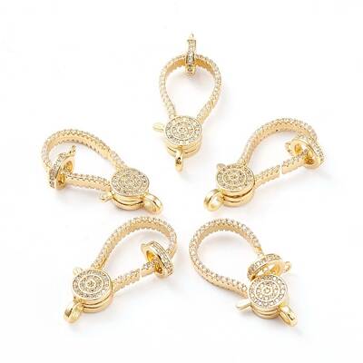 Brass Micro Pave Clear Cubic Zirconia Lobster Claw Clasp