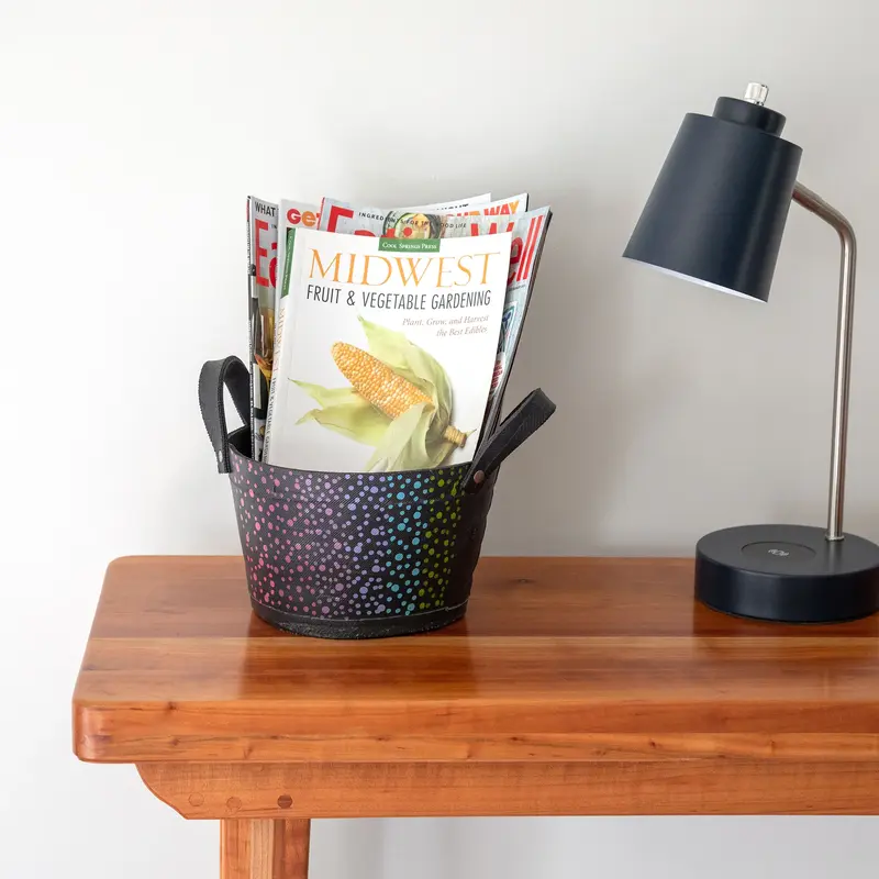 Hand Painted Folklore Recycled Rubber Planter - Confetti