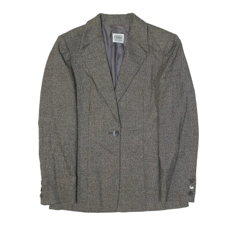 GIANFRANCO FERRE STUDIO Cashmere Blazer Jacket Grey Wool 90s Womens UK 10