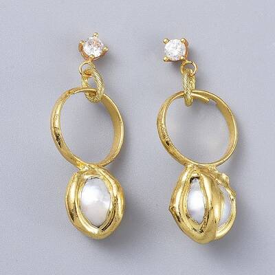 Brass Dangle Stud Earrings