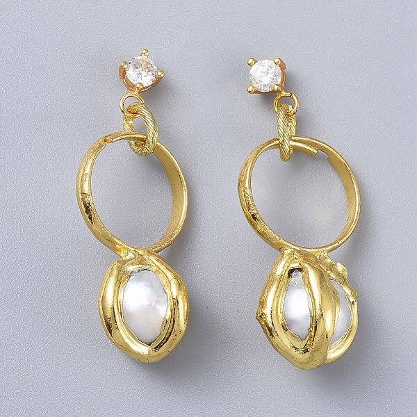 Brass Dangle Stud Earrings