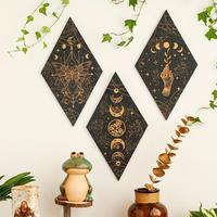 Boho Style Moon & Butterfly Pattern Hanging Decor, 3 Counts/set Wooden Wall Hanging Ornaments, Wall Art for Home Bedroom Liv...