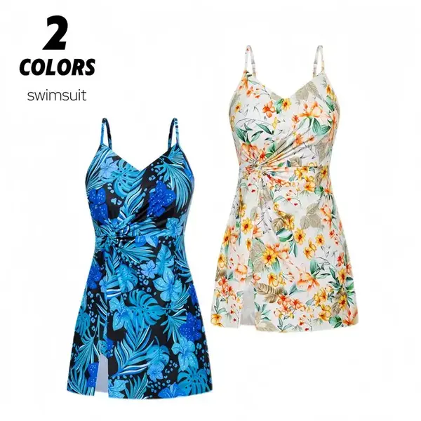 GRACE KARIN Women's Summer Swimsuits Tummy Control, Mummy Friendly V Neck Twist Knot Sundress, Sexy Flattering Bathing Suit, ...