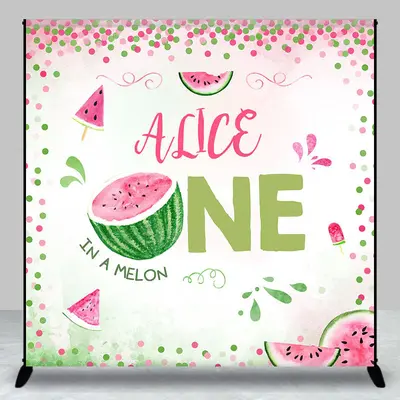 Custom Pink Green Watermelon 1st Birthday Backdrop - Aperturee