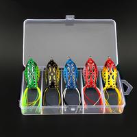 Simulated Frog Lure Set, 5 Counts/box Lifelike Artificial Fishing Lure Bait, Portable Outdoor Fishing Accessories, Fishing Ge...