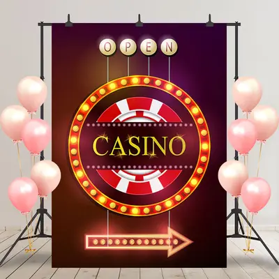 Red Indicator Arrow Casino Open Birthday Backdrop