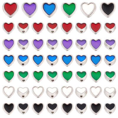 60Pcs 6 Colors Alloy Enamel Beads