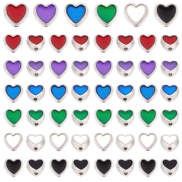 60Pcs 6 Colors Alloy Enamel Beads