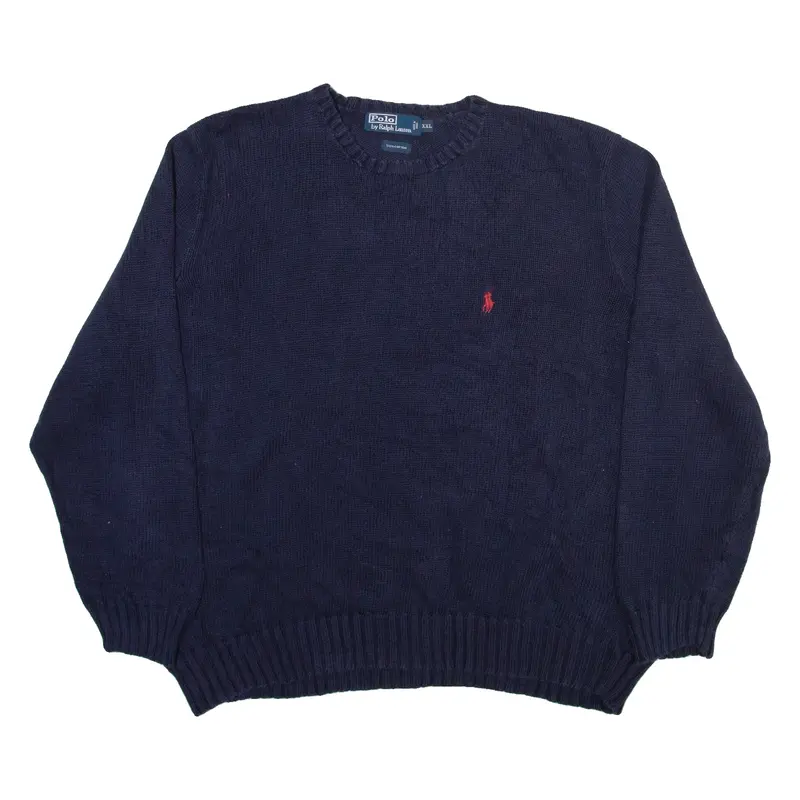 POLO RALPH LAUREN Mens Jumper Blue Tight Knit 2XL