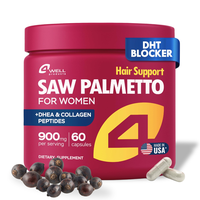 4Well Saw Palmetto for Women 900mg Supplement Complex with DHEA & Hydrolyzed Fish Collagen Peptides - Promotes Hormone Balanc...