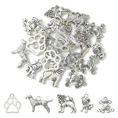 25Pcs 5 Style Tibetan Style Puppy Pendants