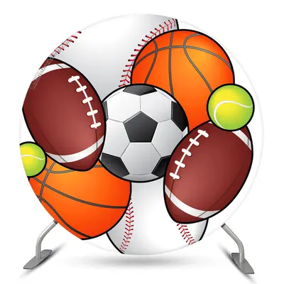 Aperturee Balls Sport Theme Round Birthday Backdrop Kit For Boy | Round Backdrop Cover Diy | Circle Party Backdrop | Round Ba...