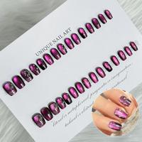 Cat Eye Design Square Fake Nail, 30pcs Full Cover Press on Nails, Removable DIY Artificial Nail Kit for Women & Girls, Christ...
