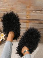 Women's Comfort Minimalist Plain Color Fluffy House Slippers, Fur Slippers, Fuzzy Plush Slippers House Shoes for Women, Fashi...
