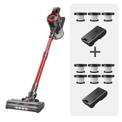 Vacuum Bundle:Buture JR700 Red Vacuum + 2 Batteries + 9 HEPA Filters