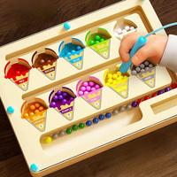 Wooden Color & Number Matching Ice Cream Maze Toy, 1 Set Colorful Counting Maze Puzzle Board Toys, Educational Learning Toy...