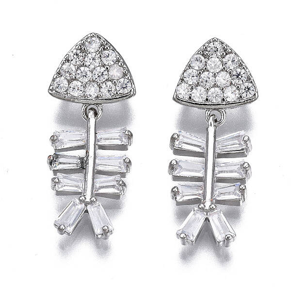 Brass Micro Pave Clear Cubic Zirconia Pendants