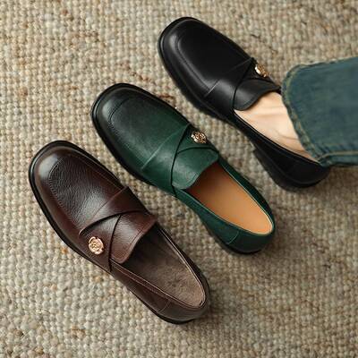 CHIKO Aster Square Toe Block Heels Loafers Shoes