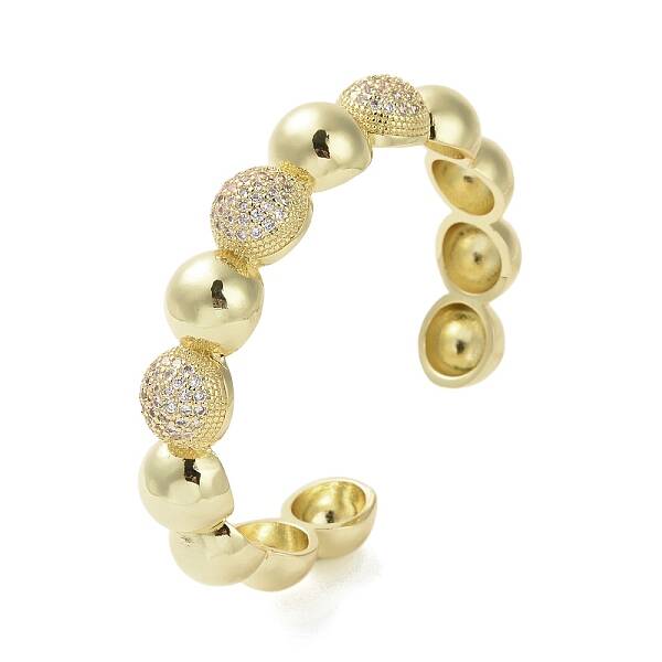 Brass Micro Pave Cubic Zirconia Cuff Bangle