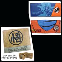 Goku Symbol Wallet - Gi Outfit Clothes Kanji Logo - PU Leather Brown Japanese Anime Manga Cartoon Short Bifold Cash Credit Ca...