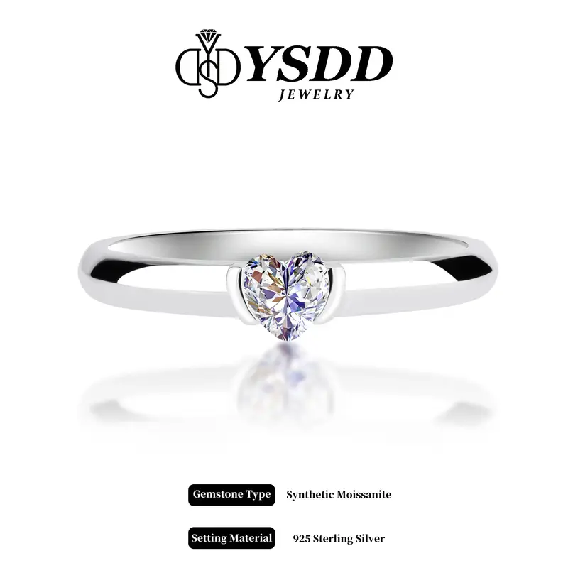 【#183 Sweetheart】Dainty Synthetic Moissanite Heart Ring in 925 Sterling Silver