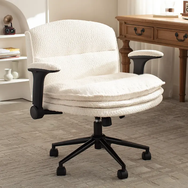 Dowinx Criss Cross Chair with Adjustable Arms and Wheels, Comfort Ergonomic Cross Legged Office Desk Armchair with 3 Layer Cu...