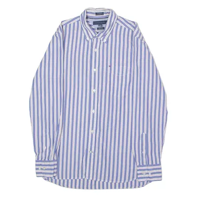 TOMMY HILFIGER Custom Fit Mens Shirt Blue Striped Long Sleeve M