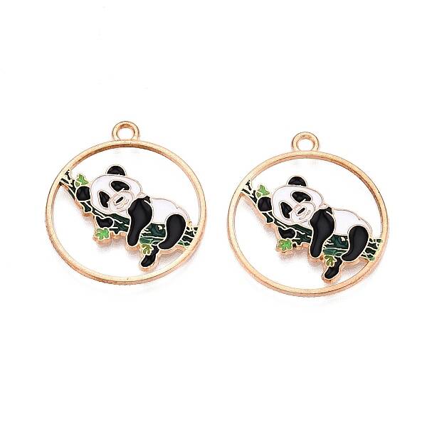 Panda Theme Alloy Enamel Pendants