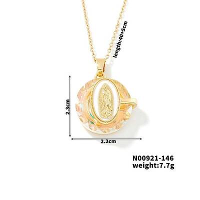 Luxury Fashionable American and European Style Brass Glass Virgin Mary Pendant Necklaces for Women