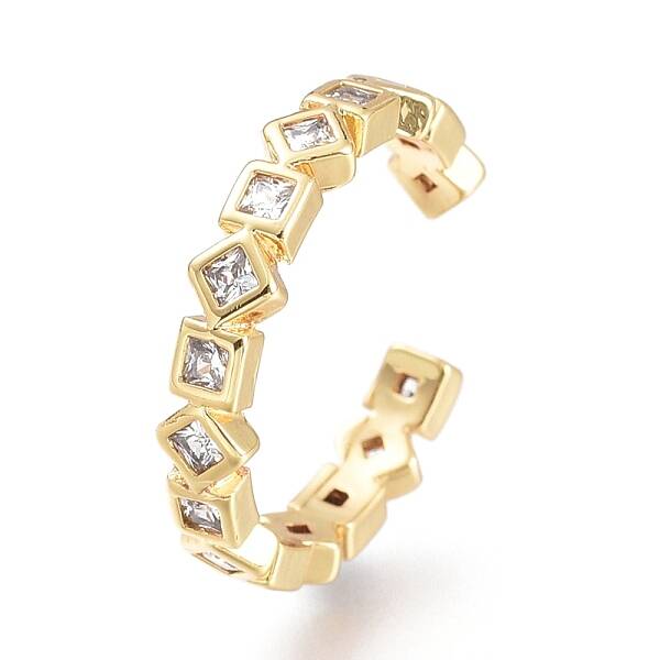Brass Micro Pave Clear Cubic Zirconia Cuff Rings