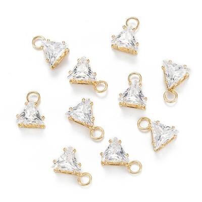 Brass Clear Cubic Zirconia Charms