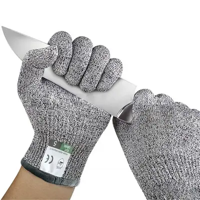 1 Pair Letter Patch Cut Resistant Gloves Protection For Kitchen, Safety Anti Cutting Gloves For Meat Cutting, Wood Carving, M...