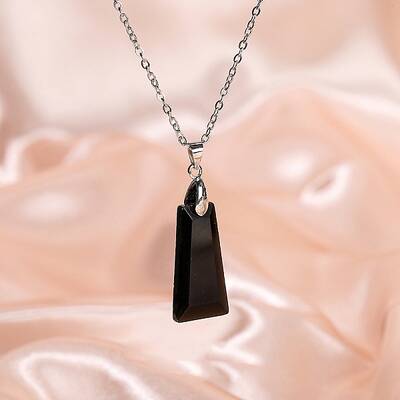Natural Obsidian Trapezoid Pendant Necklaces