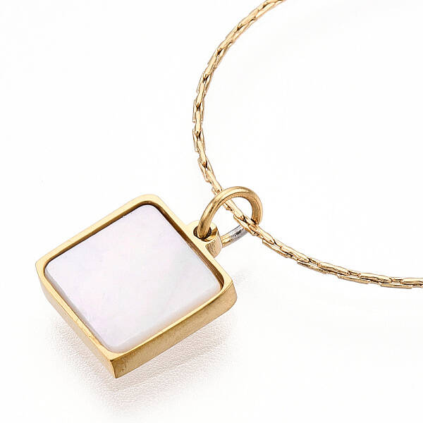 Ion Plating(IP) Shell Square Pendant Necklaces