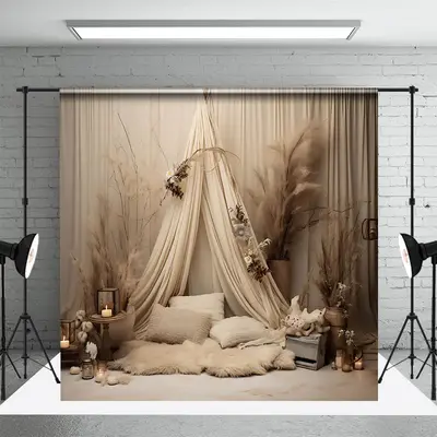 White Tent Curtain Boho Wedding Photography Backdrop - Aperturee