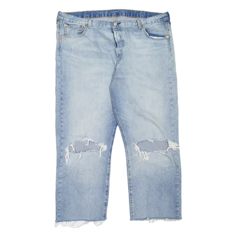 LEVI'S 501 Jeans Distressed Mens Blue Regular Straight Stone Wash W33 L25