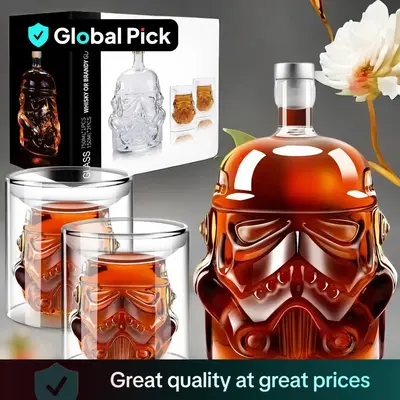 Creative Whiskey Decanter Set, 1 Set Whiskey Decanter with 2 Counts Glasses, Bar Utensils for Home Kitchen Party, Gift for Fr...