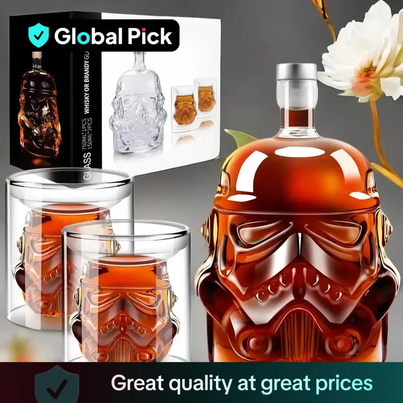 Creative Whiskey Decanter Set, 1 Set Whiskey Decanter with 2 Counts Glasses, Bar Utensils for Home Kitchen Party, Gift for Fr...