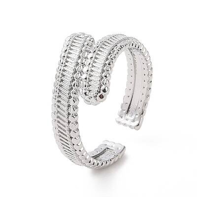 Brass Hollow Out Rectangle Open Cuff Ring for Women